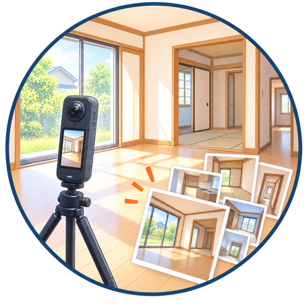 空き家の360度撮影サービスのイメージ